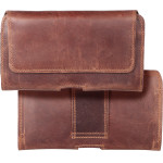 Royal Crazy Horse Universal Horizontal Leather Belt Holster Size L For Iphone 12 / 12 Pro / 13 / 13 Pro / 14 / 14 Pro / Samsung S10 / S20 / S21 / A40 / Huawei P8 Lite / P30 / P40 / P9 Lite Brown OEM