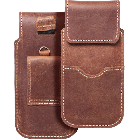 Royal Crazy Horse - Leather Universal Flap Pocket / Brown - Size M - Iphone 5 / Nokia S5610 / Lumia 230 OEM