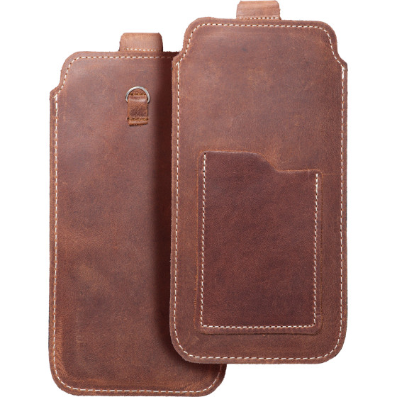 Royal Crazy Horse - Leather Universal pull-Up Pocket / Brown - Size 2XL+Tall - Samsung S21 Ultra / Huawei P Smart 2021 / Xiaomi Redmi 12 / Oppo A98 5G OEM