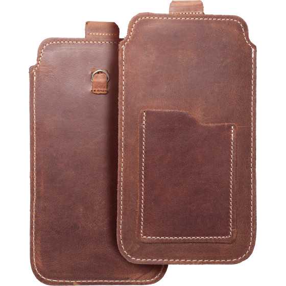 Royal Crazy Horse - Leather Universal pull-Up Pocket / Brown - Size 2XL+Wide - Samsung A12 / Note 9 / Xiaomi Redmi Note 10 Pro OEM