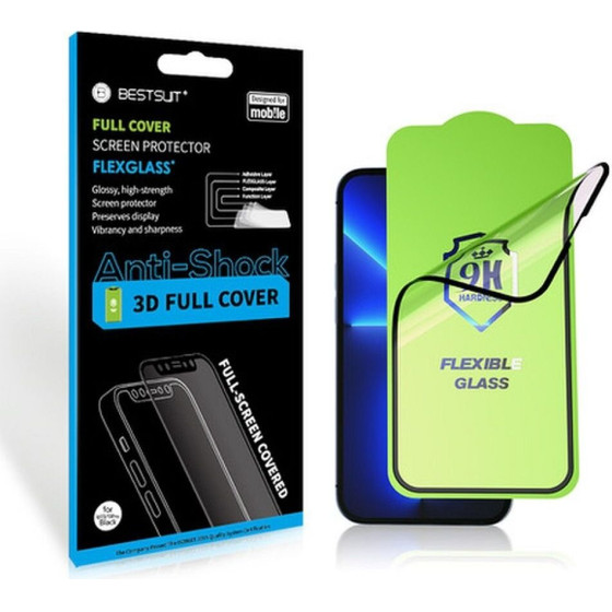 Bestsuit Flexible Hybrid Glass 5D for Apple iPhone 13/13 Pro/14/16e black