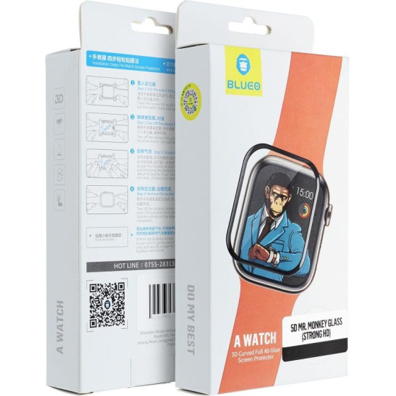 Blueo 5D Mr. Monkey Glass - for Apple Watch SE / SE 2 44MM black (Strong HD)