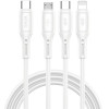 WiWU - Starlink Series Data Cable Wi-046E 3w1 USB C to USB C, Micro USB, Lightning 60W 1m - white