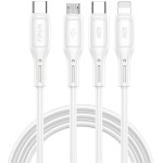 WiWU - Starlink Series Data Cable Wi-046E 3w1 USB C to USB C, Micro USB, Lightning 60W 1m - white
