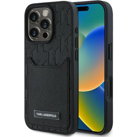 Karl Lagerfeld Cardslots Monogram Iphone 16 Pro Case - Black - (KF002309-0)