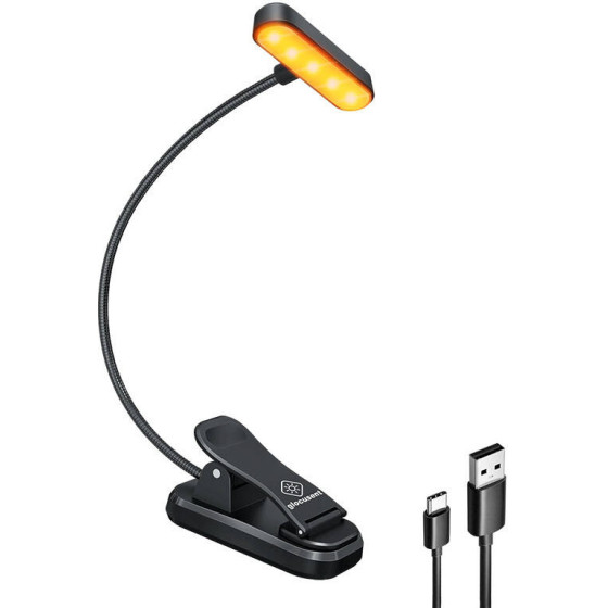 Glocusent Wireless Lamp ET-Head clip-On Book light, USB-C 650mAh Timer Black - (GLCSNTA1801)