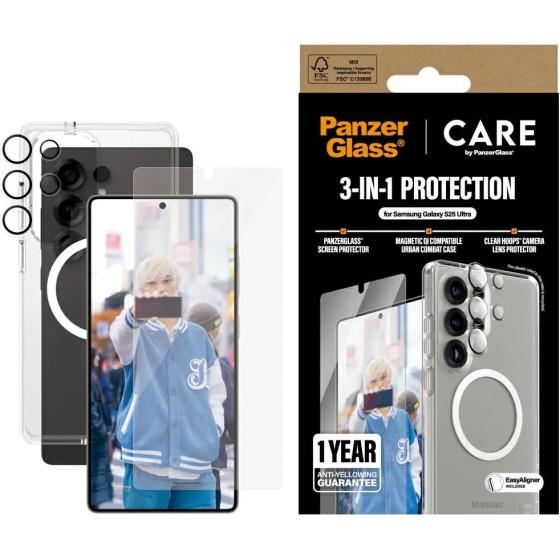 PanzerGlass Care By Flagship 3in1 Case + Glass + Lens Protective Kit For Samsung Galaxy S25 Ultra - (PAN001002-0)