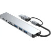 Tech-Protect HB06 Hub Adapter 8in1 TYPE-C + USB2.0 + USB3.0 + SD/Tf + AV3.5 - Gray - (27300-0)