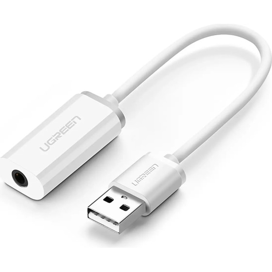 Ugreen US206 30712 USB-A (male) / 3.5 Mm Mini Jack (female) Adapter - White - (30712-ugreen)