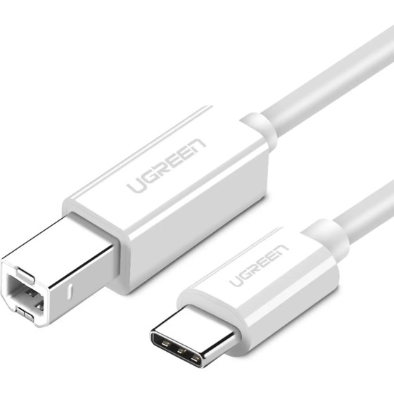 Ugreen US241 USB-C / USB-B 2.0 Cable For Scanner Printer 1.5 m - White - (40417-ugreen)