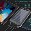 Solar Power Bank 8000mAh IP64 With Flashlight And Compass Output USB1 5V-2A/ USB2 5V-2A Max 2.1A Input Micro Usb 5V-2A Black OEM