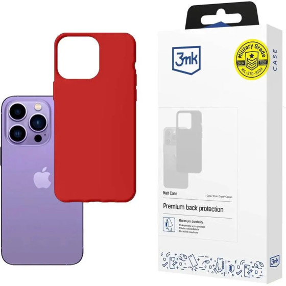 3MK Protection Case For Iphone 14 Pro From The 3MK Matt Case Series - Red - (143911-0)