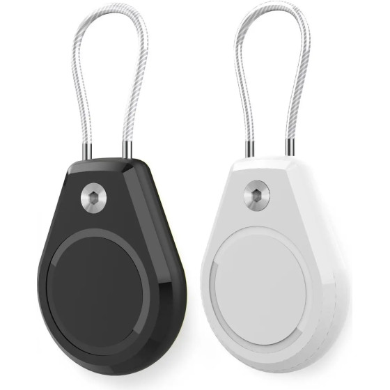 Hurtel Apple Airtag Case Waterproof With Steel Cable - Black + White (2 pieces) - (WAT-61-0Y3S)