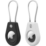 Hurtel Apple Airtag Case With Steel Cable - Black + White (2 pieces) - (WAT-43-0Y3S)