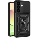 Hurtel Hybrid Armor Camshield Armored Case For Samsung Galaxy S24 With Camera Cover - Black - (Hybrid Armor Camshield Samsung S24 Black)