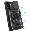 Hurtel Hybrid Armor Camshield Armored Case For Samsung Galaxy S24 With Camera Cover - Black - (Hybrid Armor Camshield Samsung S24 Black)