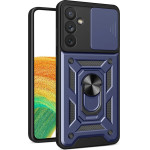 Hurtel Hybrid Armor Camshield Case For Samsung Galaxy A34 5G Armored Case With Camera Cover Blue - (Hybrid Armor Camshield Samsung A34 BLUE)