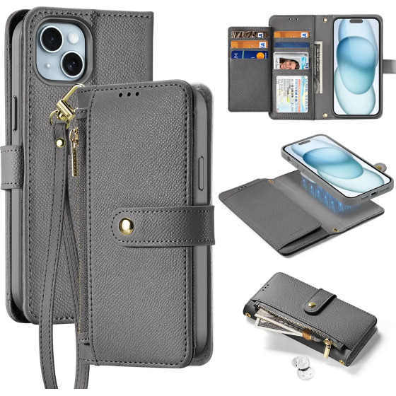 Dux Ducis Lawa Leather Case For Iphone 15 - Gray - (Case Lawa For Iphone 15 Grey)
