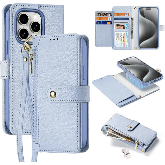 Dux Ducis Lawa Leather Case For Iphone 15 Pro - Blue - (Case Lawa For Iphone 15 Pro Light blue)
