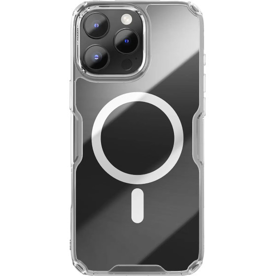 Nillkin Nature Pro Magnetic Case With Magsafe For Iphone 16 Pro - Transparent & White - (Nature Tpu Pro Magnetic Case Ap iPhone16 Pro White)