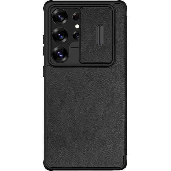 Nillkin Qin Pro Case For Samsung Galaxy S25 Ultra With Flip And Camera Cover - Black - (Qin Pro Leather Case Samsung S25 Ultra Black)