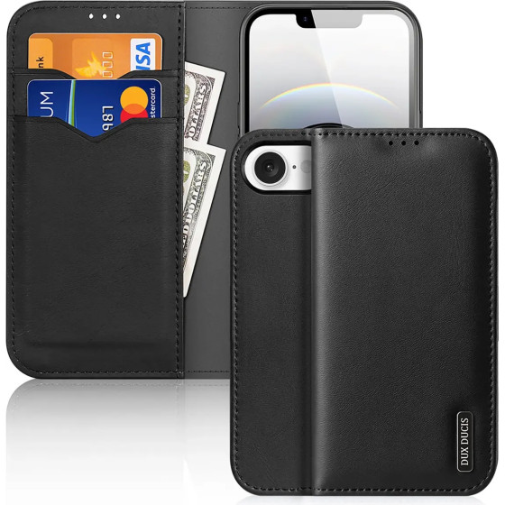 Dux Ducis Hivo Iphone 16e Case With Flip And Rfid Protection - Black - (Case Hivo For Iphone 16e Black)