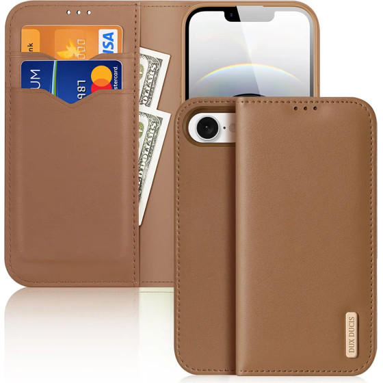 Dux Ducis Hivo Iphone 16e Case With Flip And Rfid Protection - Brown - (Case Hivo For Iphone 16e Brown)