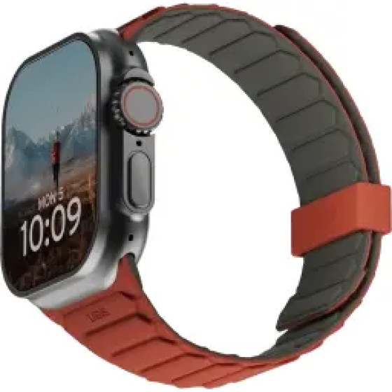 UAG Pathfinder Silicone Double-Sided Magnetic Strap For Apple Watch 42 / 44 / 45 / 46 / 49mm - Gray-Orange - (UAG194161117291-0)