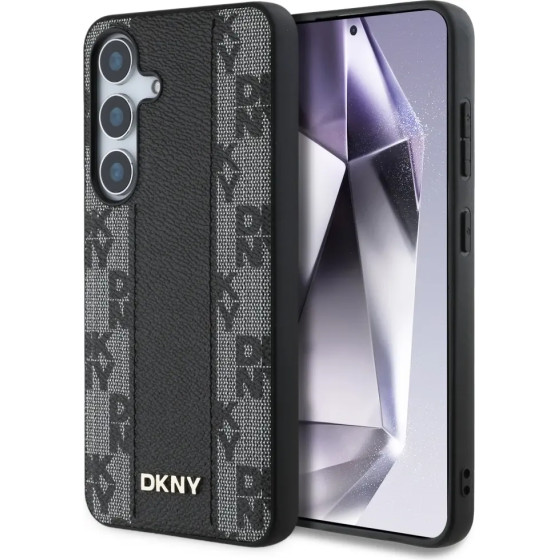 DKNY Leather Checkered Pattern Magsafe Case For Samsung Galaxy S25 Black - (DK000311-0)