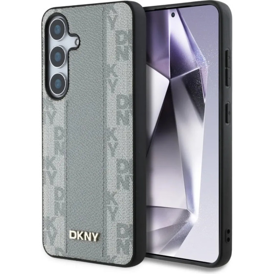 DKNY Leather Checkered Pattern Magsafe Case For Samsung Galaxy S25 Taupe - (DK000313-0)
