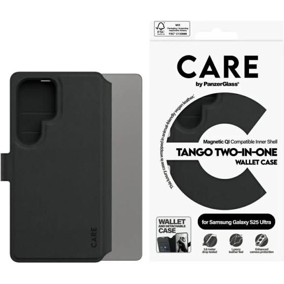 PanzerGlass Care By Feature Tango 2in1 Wallet Case For Samsung Galaxy S25 Ultra - Black - (PAN001068-0)