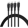 Baseus Flash Series 3 3in1 Cable 100W USB-C - USB-C+USB-C+ Lightning 1.5m + 3 x 0.25 m - Black - (P10377502111-00)