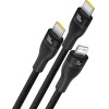 Baseus Flash Series 3 3in1 Cable 100W USB-C - USB-C+USB-C+ Lightning 1.5m + 3 x 0.25 m - Black - (P10377502111-00)