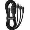 Baseus Flash Series 3 3in1 Cable 100W USB-C - USB-C+USB-C+ Lightning 1.5m + 3 x 0.25 m - Black - (P10377502111-00)