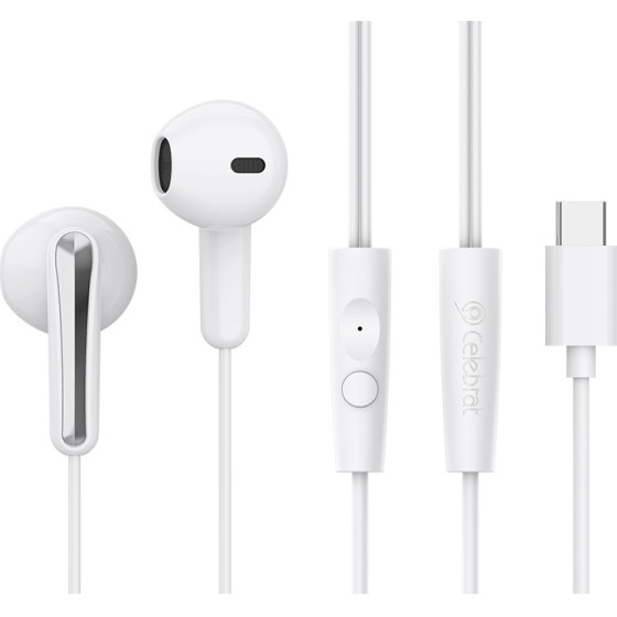Celebrat Earphones �� ��������� G37, USB-C �������, 14.2mm, 1.2m, ����� - (G37-WH)