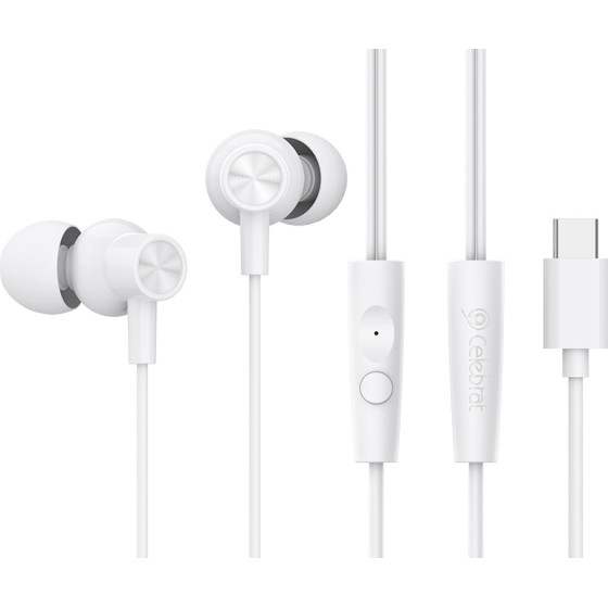 Celebrat Earphones �� ��������� G38, USB-C �������, 10mm, 1.2m, ����� - (CB-G38-WH)