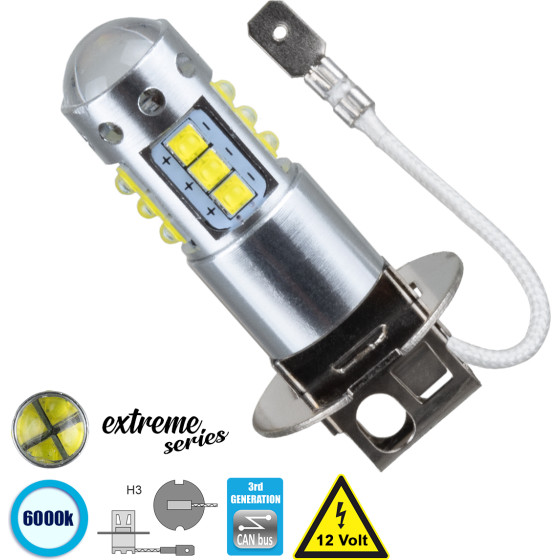 GloboStar ����� ����������� H3 3rd Generation Can-Bus Extreme Series Led 16 Cree Xbd 3.5W 2115lm 360� Dc 12V IP20 ����� ����� 6000K - (81434)
