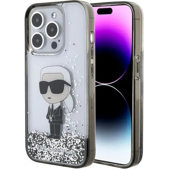 Karl Lagerfeld Liquid Glitter Ikonik Case For Iphone 15 Pro Max - Transparent - (KF001774-0)