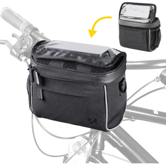 Wozinsky Bicycle Handlebar Bag Bike Shoulder Bag Black - (WBHBB-01)