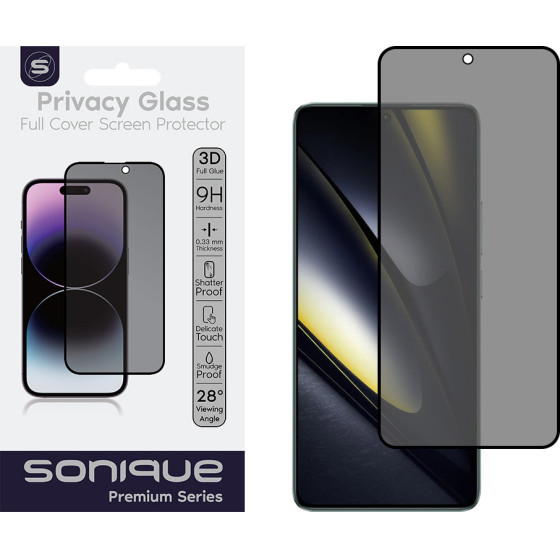 Sonique Privacy Glass Premium Series Hd Full Cover 9H Xiaomi Poco F6 5G / Poco F6 Pro 5G �����