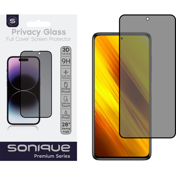 Sonique Privacy Glass Premium Series Hd Full Cover 9H Xiaomi Poco X3 Nfc / Poco X3 Pro / Poco X4 Pro 5G �����