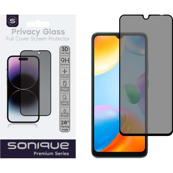 Sonique Privacy Glass Premium Series Hd Full Cover 9H Xiaomi Redmi 10C / Redmi 12C / Poco C40 / Poco C55 �����
