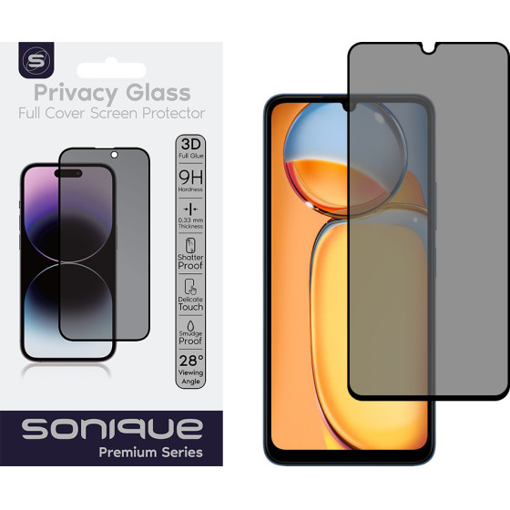 Sonique Privacy Glass Premium Series Hd Full Cover 9H Xiaomi Redmi 13C 4G / Redmi 13C 5G / Poco C65 4G �����
