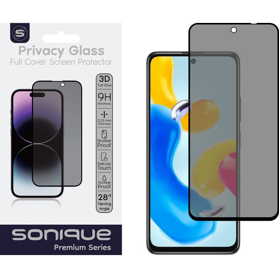 Sonique Privacy Glass Premium Series Hd Full Cover 9H Xiaomi Redmi Note 11 4G / Redmi Note 11S �����