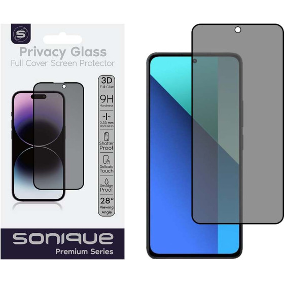 Sonique Privacy Glass Premium Series Hd Full Cover 9H Xiaomi Redmi Note 13 4G / Redmi Note 13 Pro 5G / Poco X6 5G �����