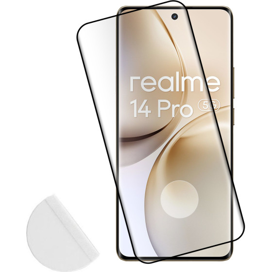 Idol 1991 Tempered Glass Realme 14 Pro Plus 5G 6.83'' 9H 0.30mm 3D Full Glue Semi Curved Finger Unlock Black + Squeezy CARD