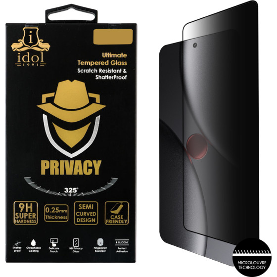 Idol 1991 Tempered Glass Xiaomi 15 Ultra 5G 6.73'' 9H 0.25mm Privacy Antispy 3D Semi Curved Edge Glue BLACK