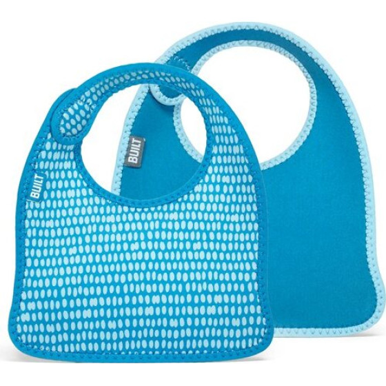 Built Mess Mate Set Of 2 Baby Bib (Dribble Dots Blue) - (BBY-MMBB-DRB)