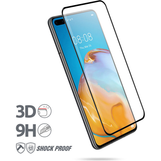 Crong 3D Armour Glass 9H Full Screen Tempered Glass Huawei P40 + Installation Frame - (CRG-3DAG-HP40)