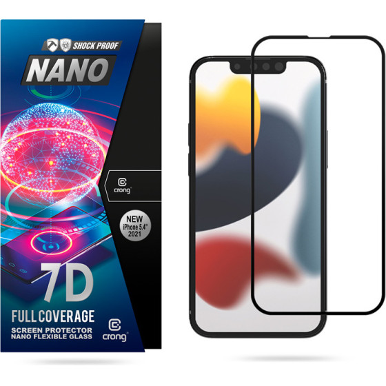 Crong 7D Nano Flexible Glass - Full Coverage Hybrid Screen Protector 9H Iphone 5.4 Iphone 13 Mini - (CRG-7DNANO-IP13M)
